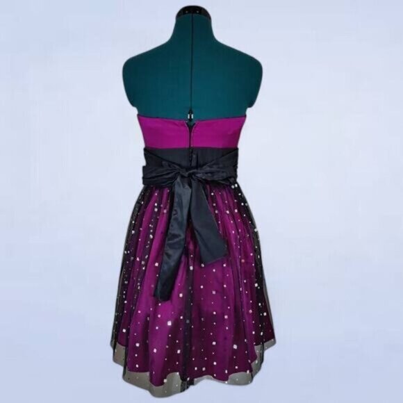 Blondie Nites by Linda Bernell Fuchsia Short Party Dress with Mirror Sequins - Picture 3 of 7
